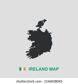 Ireland simple map black and white vector icon.