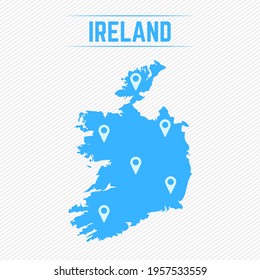Ireland Simple Map With Map Icons