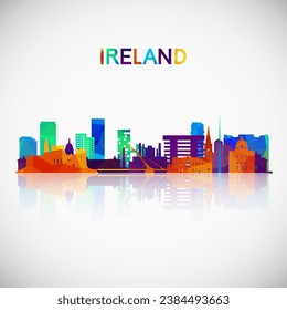 Ireland skyline silhouette in colorful geometric style. Symbol for your design. Vector illustration.