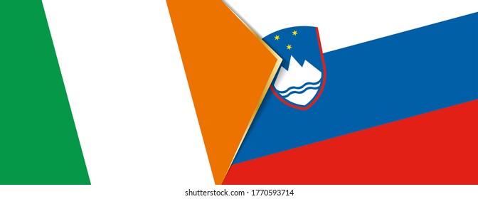 Ireland and Slovenia flags, two vector flags symbol of relationship or confrontation.