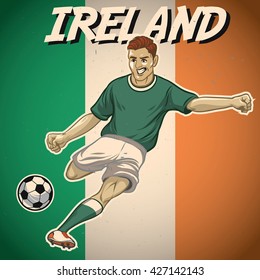 ireland soccer player with flag background