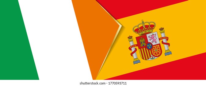 Ireland and Spain flags, two vector flags symbol of relationship or confrontation.