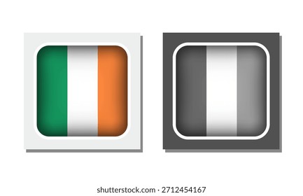 Ícone de Bandeira Arredondada Quadrada da Irlanda