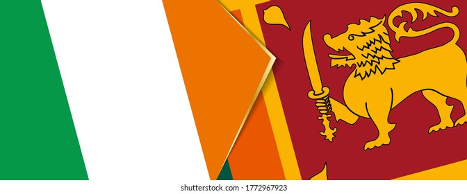 Ireland and Sri Lanka flags, two vector flags symbol of relationship or confrontation.