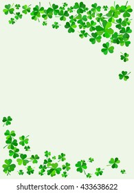 Ireland symbol pattern. Irish header for web site. St Patrick's Day background. Lucky spring design with shamrock. Green clover wave border isolated on green background