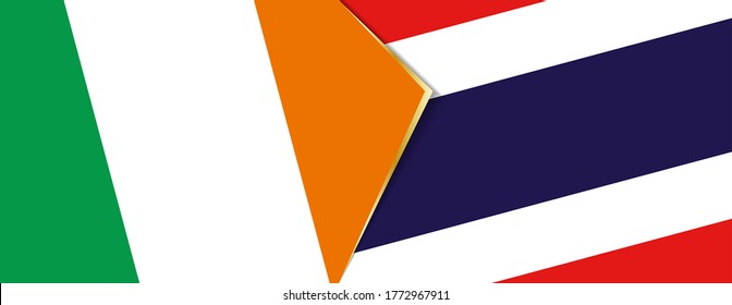 Ireland and Thailand flags, two vector flags symbol of relationship or confrontation.