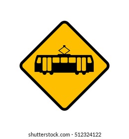 Ireland Tram Crossing Road Sign, Ireland Road Sign Stock