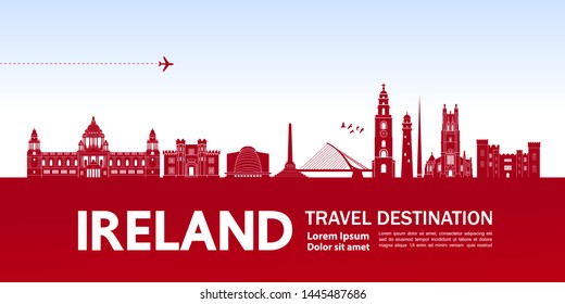 Ireland travel destination grand vector illustration.