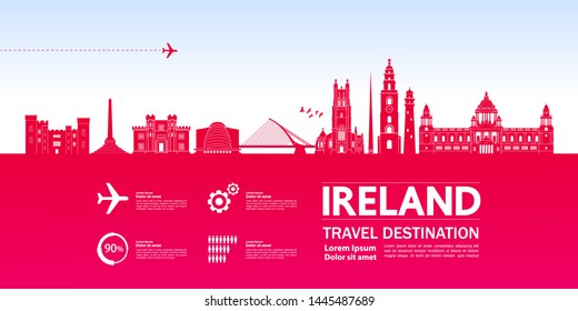 Ireland travel destination grand vector illustration.