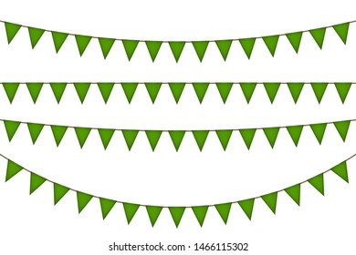 Ireland triangle green flag garland. Carnaval and festival decoration. Vector illustration.