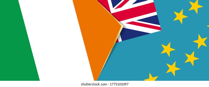 Ireland and Tuvalu flags, two vector flags symbol of relationship or confrontation.