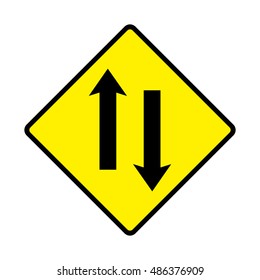 Ireland Two-Way Up and Down Traffic Ahead Sign