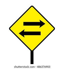 Ireland Two-Way Left and Right Traffic Ahead Road Sign