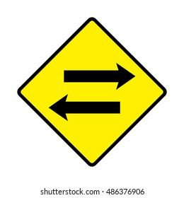 Ireland Two-Way Left and Right Traffic Ahead Sign