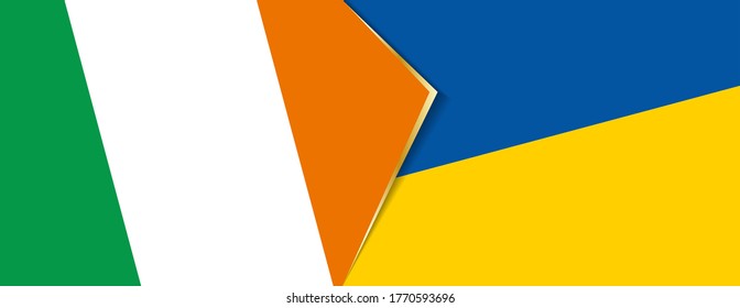 Ireland and Ukraine flags, two vector flags symbol of relationship or confrontation.