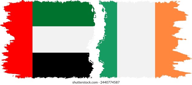 Ireland and United Arab Emirates grunge flags connection, vector