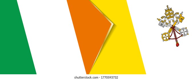 Ireland and Vatican City flags, two vector flags symbol of relationship or confrontation.