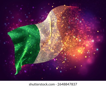 Ireland, vector 3d flag with a splash of paint dots, explosion of colored dots