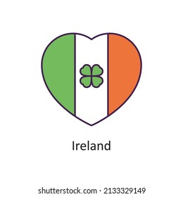 Ireland Vector Filled Outline Icon Design illustration. St Patrick's Day Symbol on White background EPS 10 File