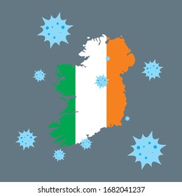 ireland vector graphics map and corona virus