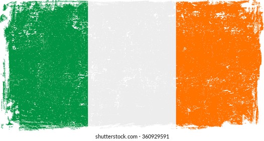 Ireland vector grunge flag isolated on white background.