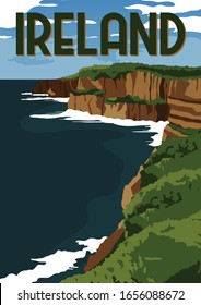 Ireland Vector Illustration Background. Travel to Ireland Island in the North Atlantic Great Britain. Flat Cartoon Vector Illustration in Colored Style.