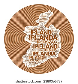 Ireland Vector Image. Country round logo design. Ireland poster in circular arcs and wordcloud style. Beautiful vector illustration.