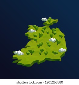 Ireland Vector Low Poly 3D Cartoon Map