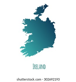 Ireland vector map with color gradient and caption on white background. Can be used as element of your infographics or presentation