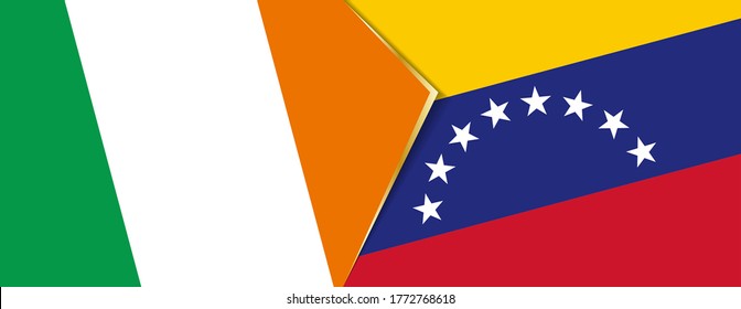 Ireland and Venezuela flags, two vector flags symbol of relationship or confrontation.