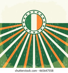 Ireland vintage old poster with irish flag colors - vector design, Ireland holiday decoration