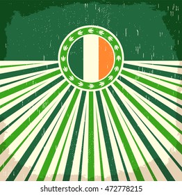 Ireland vintage old poster with irish flag colors - vector design, Ireland holiday decoration