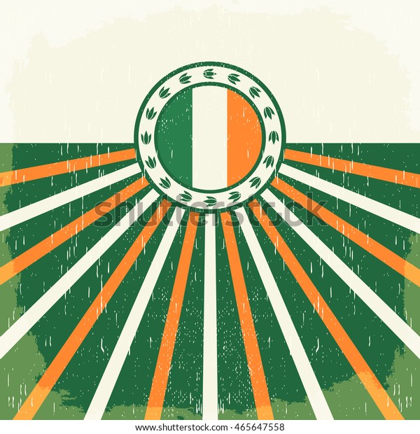 Ireland Vintage Old Poster Irish Flag Stock Vector Royalty Free 465647558