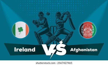 Ireland VS Afghanistan , Afghanistan Vs Ireland cricket match , Cricket match concept with creative illustration.eps