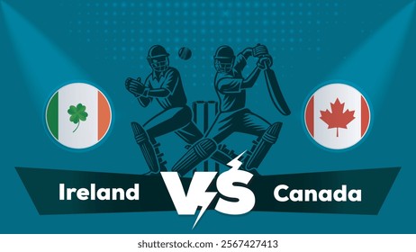 Ireland VS Canada , Canada Vs Ireland cricket match , Cricket match concept with creative illustration.eps