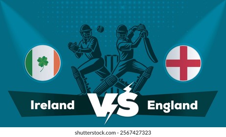 Ireland VS England Match , England Vs Ireland cricket match , Cricket match concept with creative illustration.eps