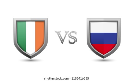 Ireland vs flag shield badge for europe  football competition