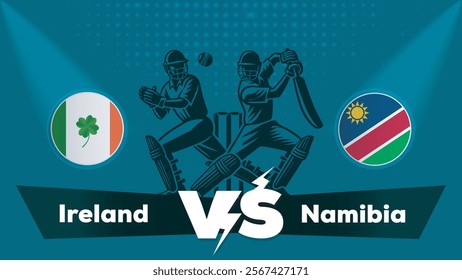 Ireland VS Namibia Match , Namibia Vs Ireland cricket match , Cricket match concept with creative illustration.eps