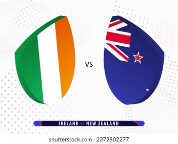 Ireland vs New Zealand quarter-final rugby match, international rugby competition 2023. Template for world tournament.