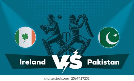 Ireland VS Pakistan Match ,Pakistan Vs Ireland cricket match , Cricket match concept with creative illustration.eps