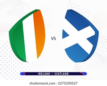 Ireland vs Scotland rugby match, international rugby competition 2023. Template for world tournament.