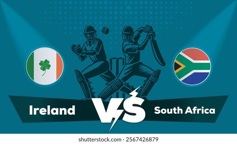 Ireland VS South Africa , South Africa Vs Ireland cricket match , Cricket match concept with creative illustration.eps