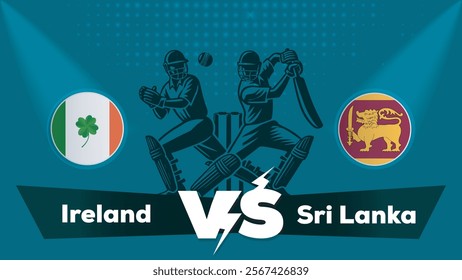 Ireland VS Sri Lanka , Sri Lanka Vs Ireland cricket match , Cricket match concept with creative illustration.eps