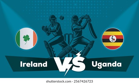 Ireland Vs Uganda , Uganda VS Ireland Match cricket match , Cricket match concept with creative illustration.eps