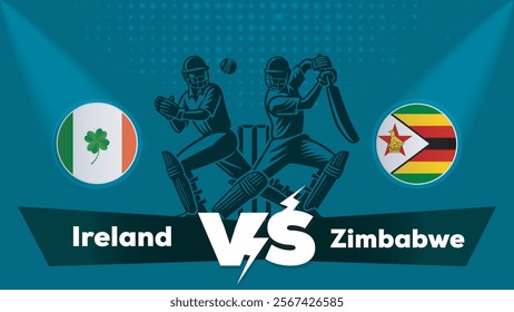 Ireland VS Zimbabwe , Zimbabwe Vs Ireland cricket match , Cricket match concept with creative illustration.eps