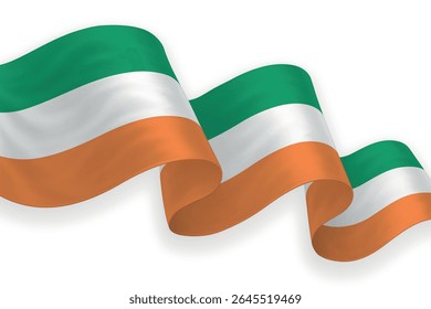 Ireland waving flag with bright colors on clean background