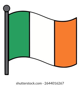 ireland waving flag symbol national flat color vector illustration template design