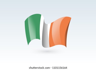 Ireland waving flag vector icon, national symbol. Flag of Ireland, fluttered in the wind - vector illustration isolated on white background.