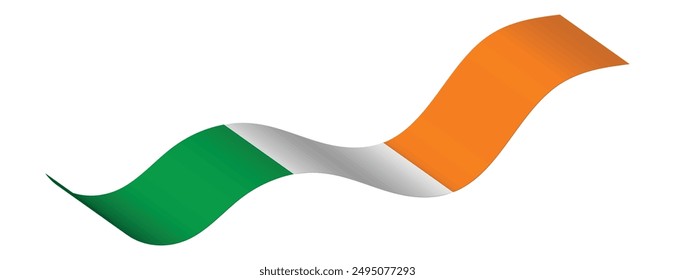 Irlanda ondeando la Ilustración vectorial de la bandera aislada sobre fondo blanco