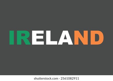 Ireland Word with heart shape, Ireland flag vector graphic, Ireland country flag is a symbol of freedom, National Ireland flag, vector illustration
